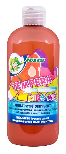 JOLLY Tempera Kids Mix paint, pintura líquida, frasco de 0,5 L Marrón medio, colores brillantes y opacos