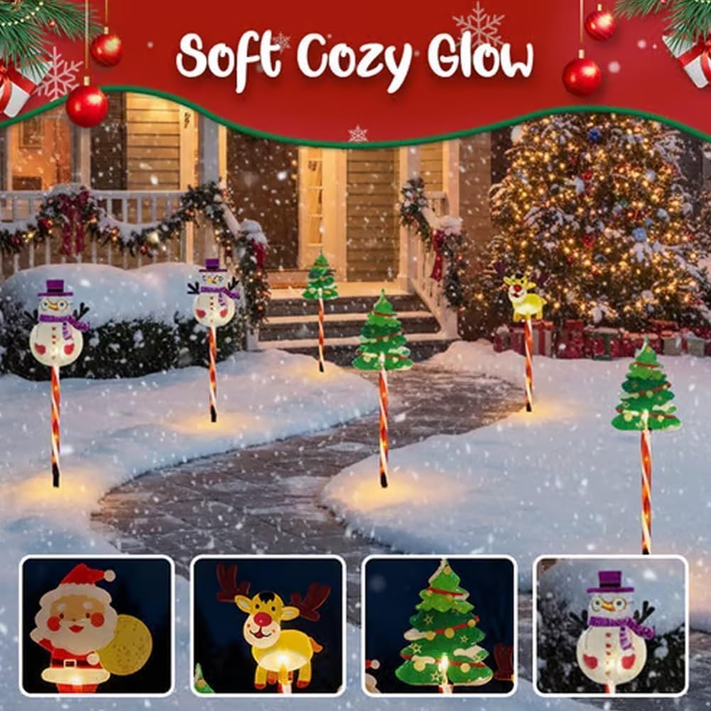 6-Pack of Moving Christmas Lights, Solar LED Christmas Lights for Outdoor Indoor Decoration, Waterproof Ground Lamp Solar LED Night with Moving Christmas Tree & Reindeer Decorations (B,Solar)