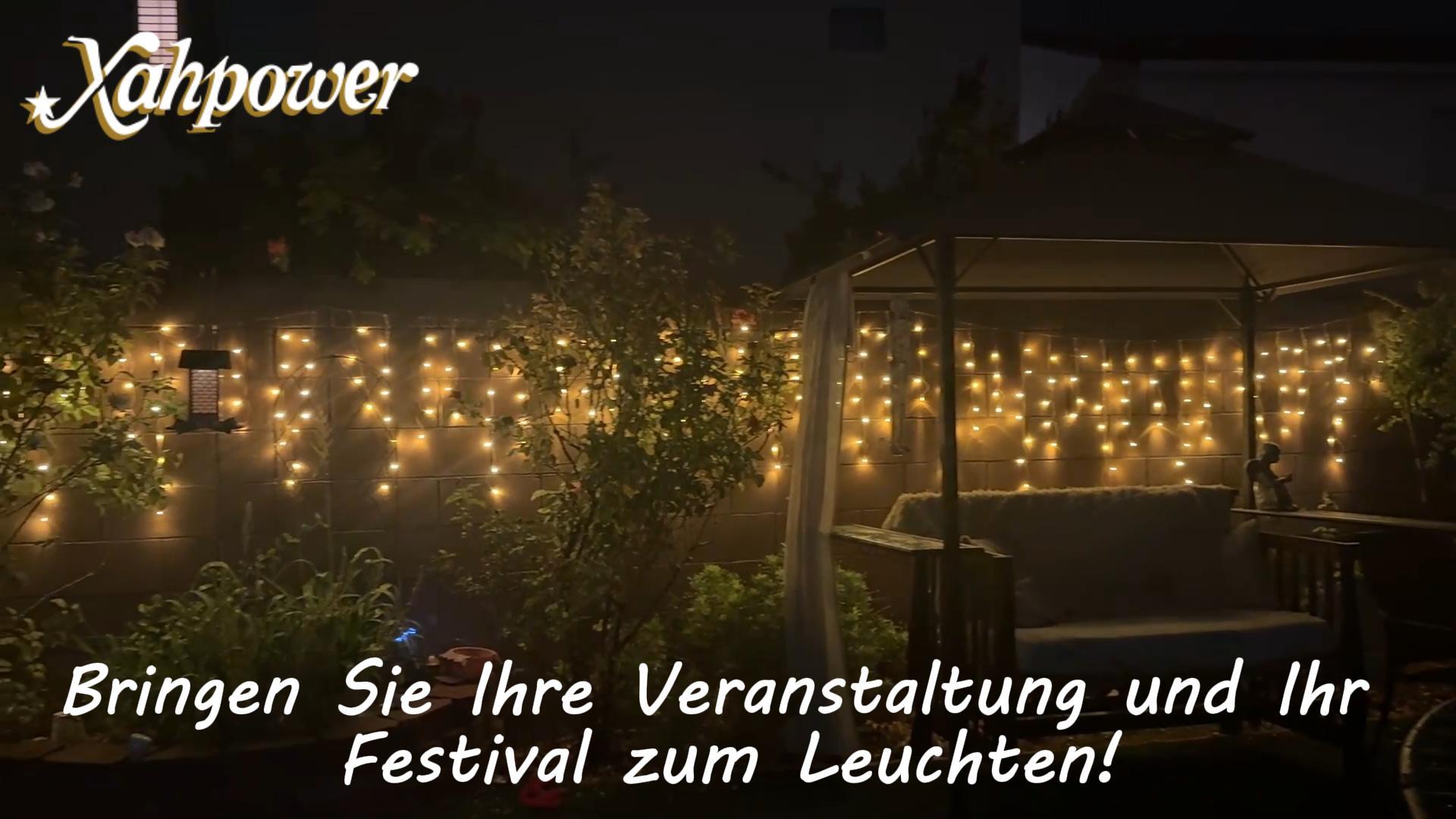 Xahpower Eisregen Lichterkette Außen – 12 M Lichtervorhang Mit 400 Warmweißen LEDs, Fernbedienung, 8 Modi, 4 Helligkeitsstufen, Timer, IP44 Wasserdicht – Für Dach, Balkon & Garten