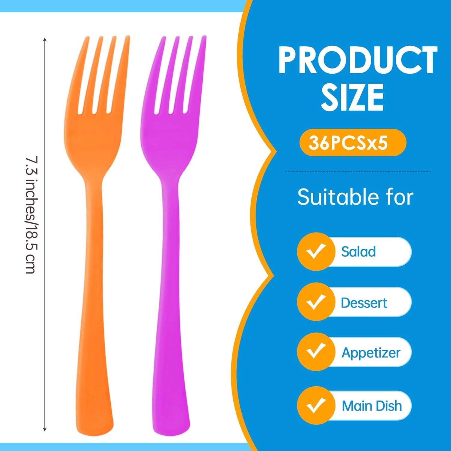 Kochorie 180 Pcs Bright Rainbow Plastic Forks Disposable Silverware Heavy Duty Plastic Cutlery Set Heat Resistant Durable Utensils Flatware for Party Wedding Birthday Supplies and Daily Use