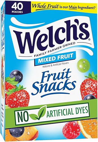 Welch's Fruit Snacks, Mixed Fruit, Bulk Pack, Individual Single Serve Bags, 0.8 