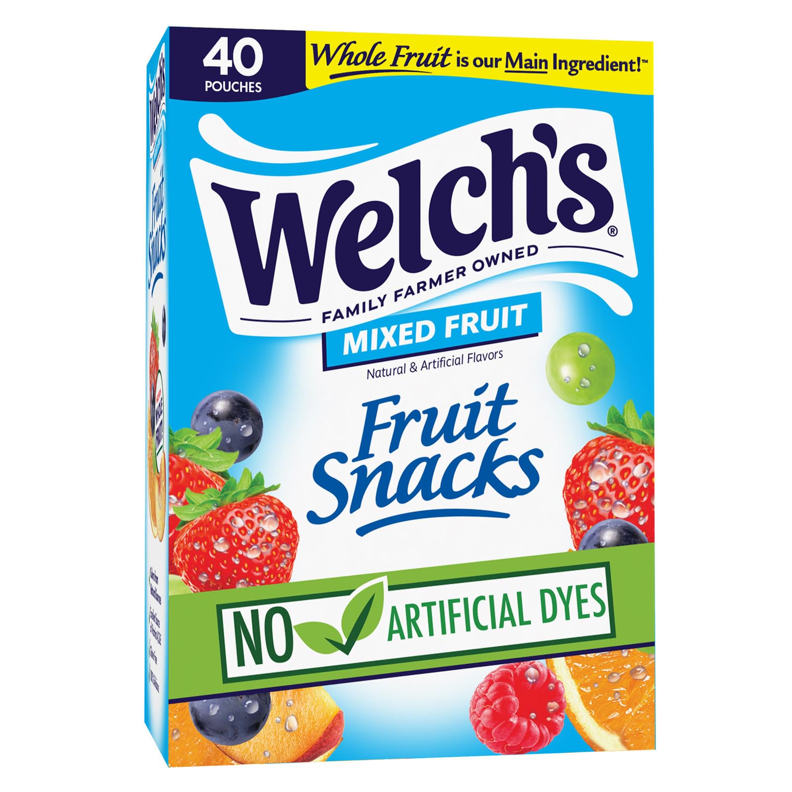 Welch's Fruit Snacks, Mixed Fruit Snack Box, Gluten Free, 0.8oz Snack Packs (Pack of 40)