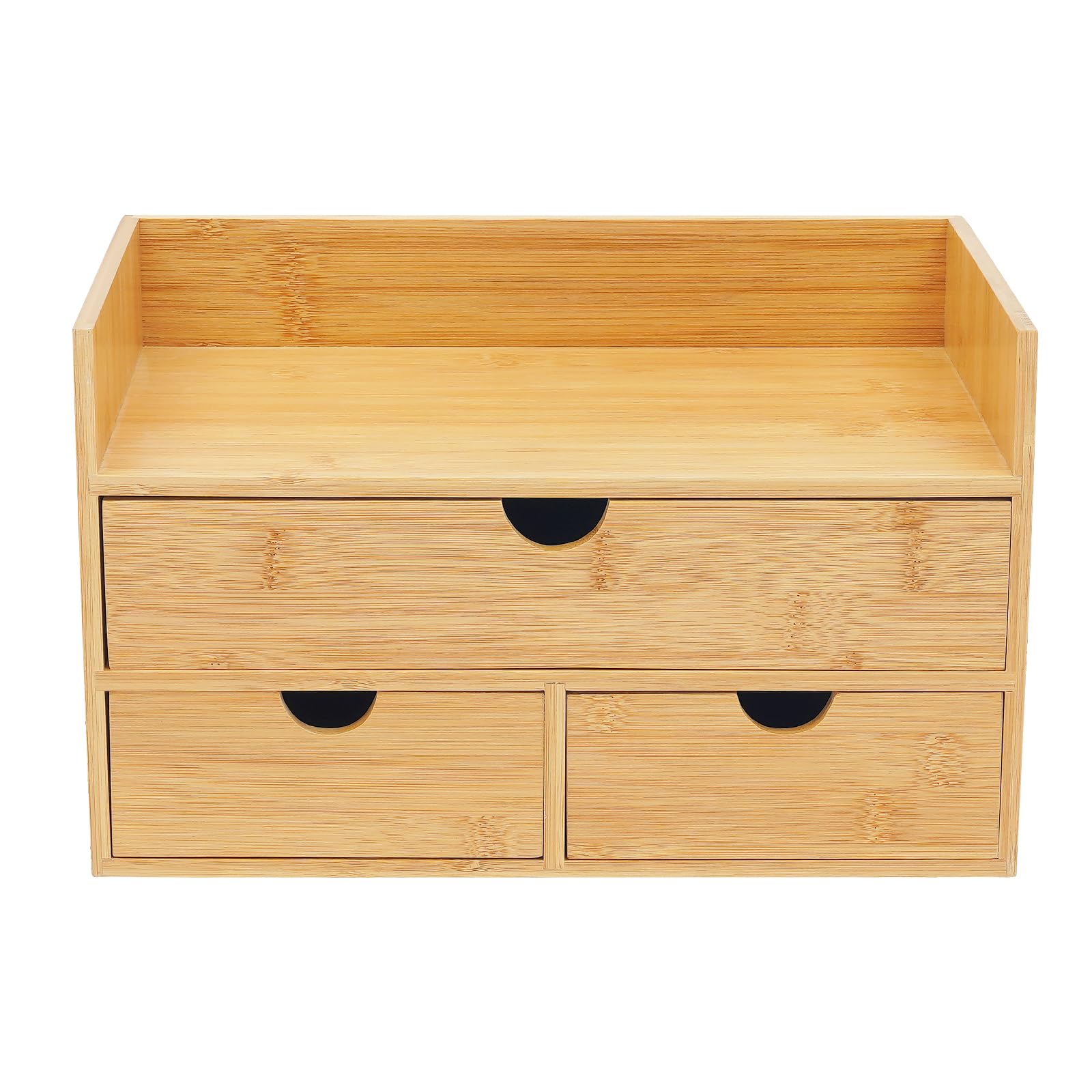 Organizer da scrivania in bambù con 3 cassetti, organizer per cassetti, ufficio, cassettiera naturale, 30 x 19 x 20 cm