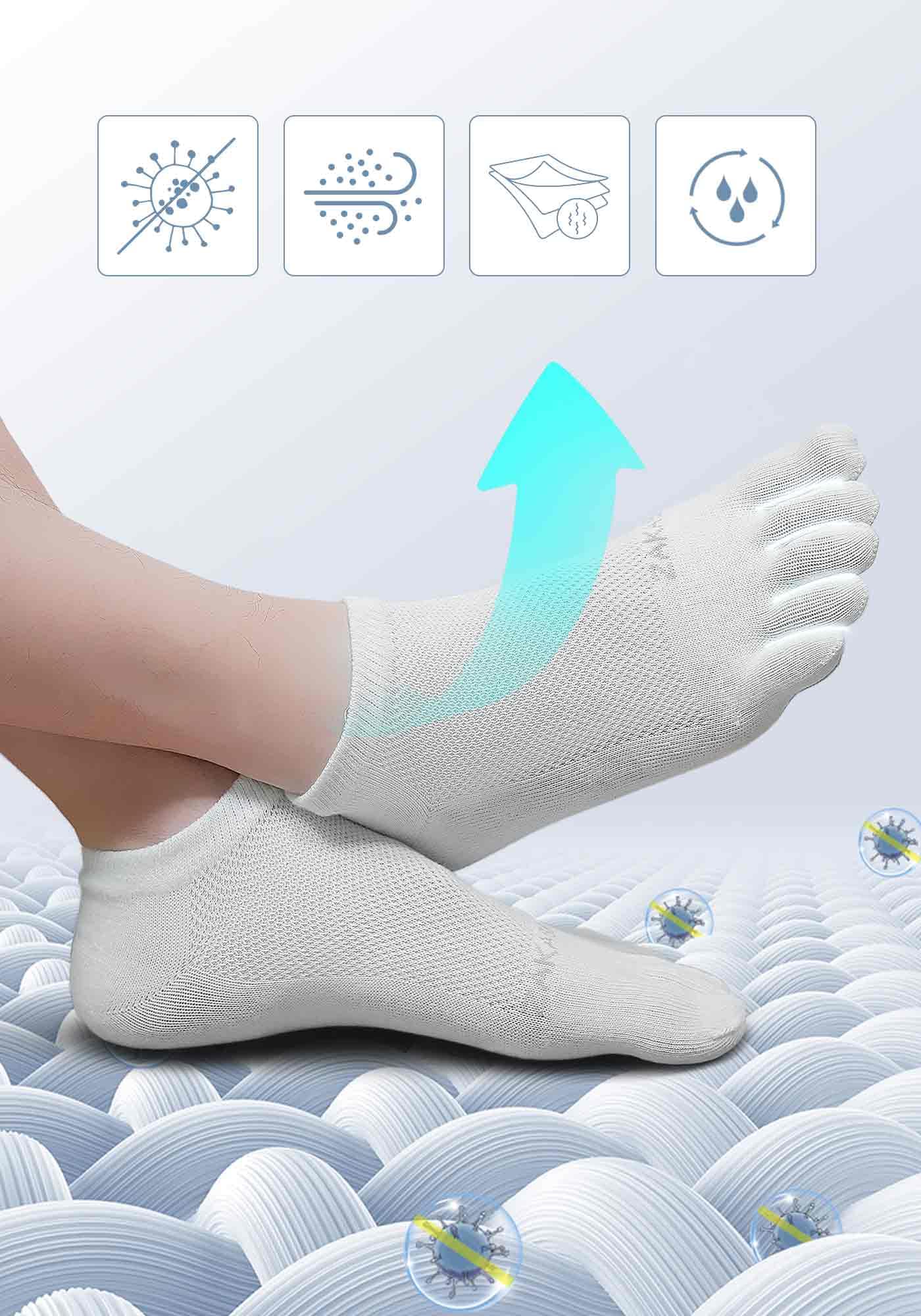 ZAKASA Calze Con Dita Uomo Sportivi: Cotone Calzini con Cinque Dita Calzino Corti 5 Dita Separate Traspiranti calzetti Five Finger per Running Fitness Sport 5 Paia