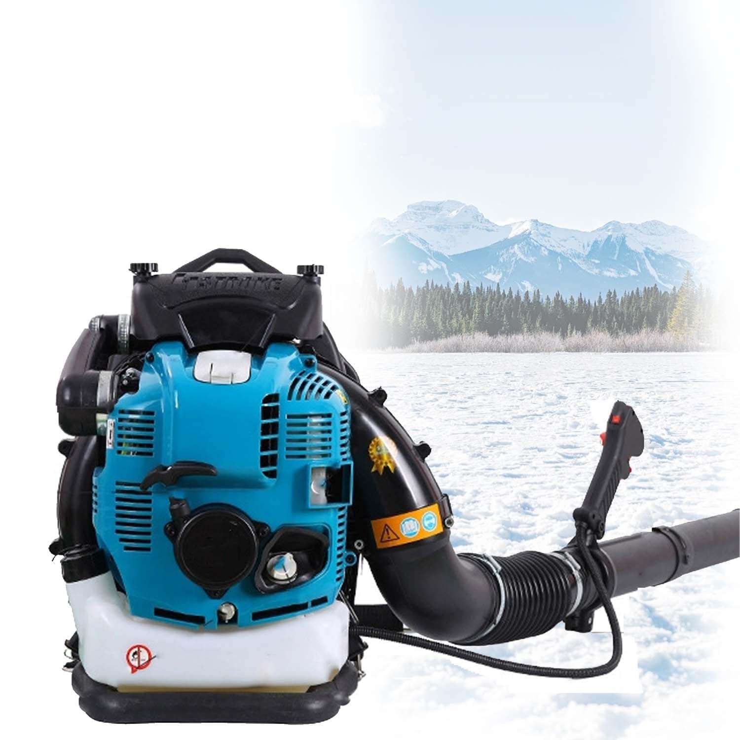 Soplador De Gasolina De Mochila Turbo Mejorado De 9000 RPM, Soplador De Hojas Y Nieve De 4 Tiempos Y 12 HP, para Una Limpieza Eficaz De Hojas Y Nieve En Parques Y Jardines(Blue)