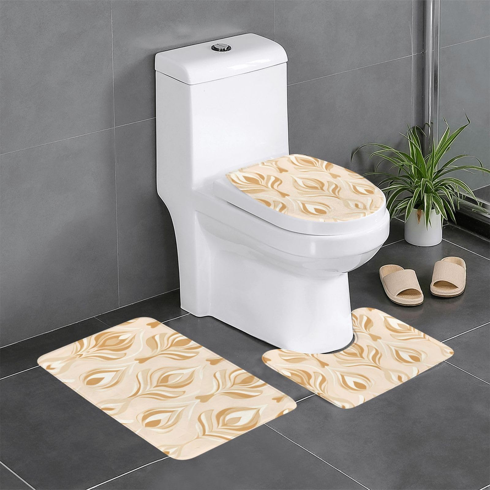 Tapis de salle de bain pour meuble-lavabo et toilettes lot de 3 imprimés