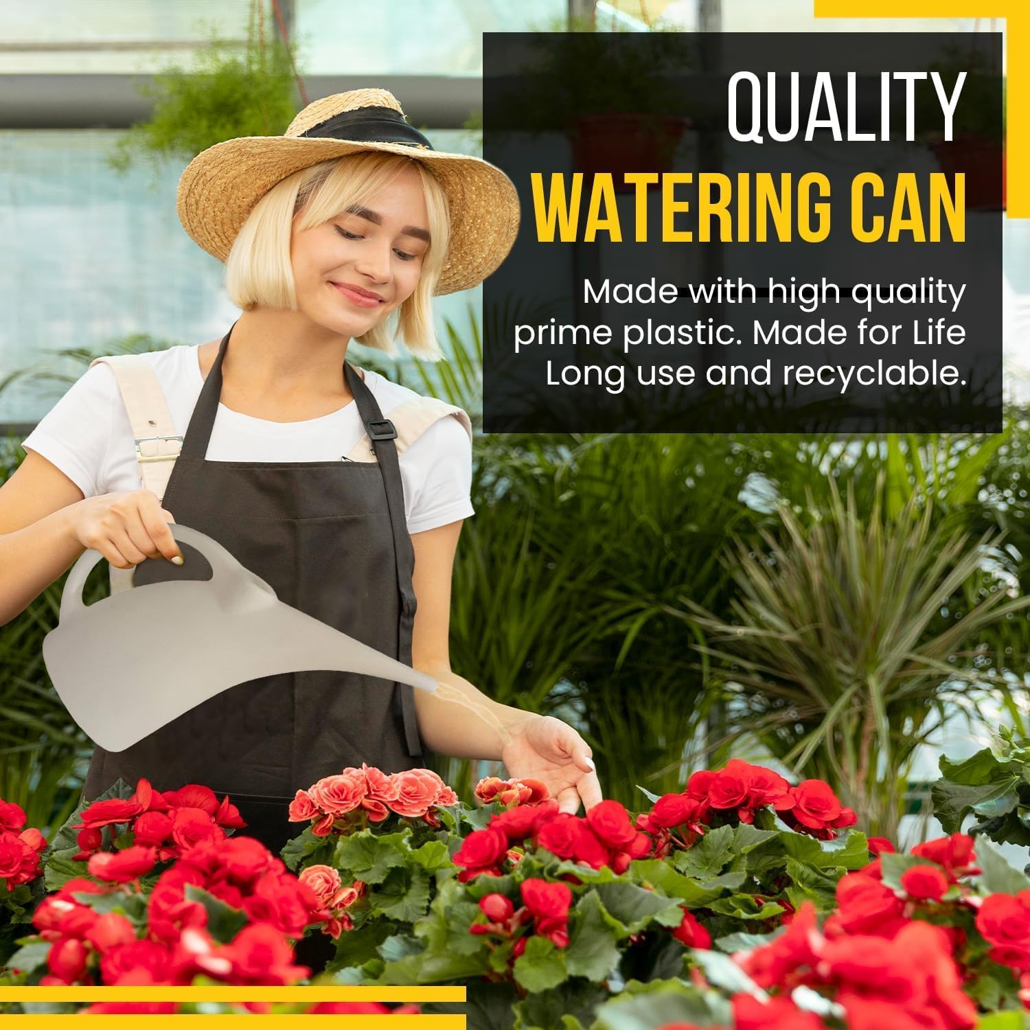 2 Pack Watering Can 1/2 Gallon - Small Watering Can for Indoor Plants - Outdoor Watering Can - White Plant Waterer - Plastic Watering Can for Garden