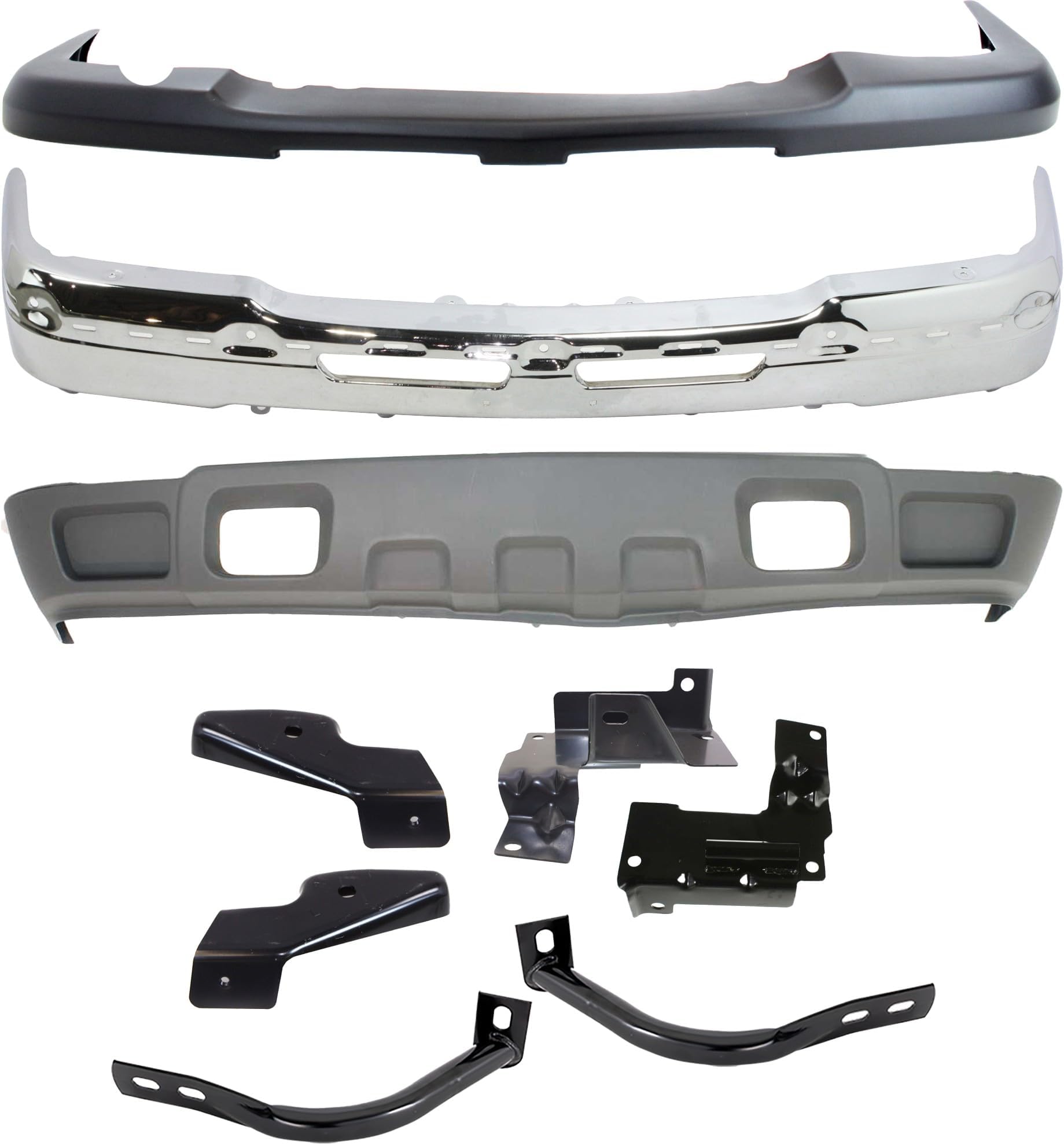 Garage-Pro Front Bumper Replacement Kit w/Bracket For 2006 Chevy Silverado 1500 Base Hybrid LS 2003-2006, Chrome Steel For Models Without Body Cladding, For Models with Tow Hooks Without Fog Lights