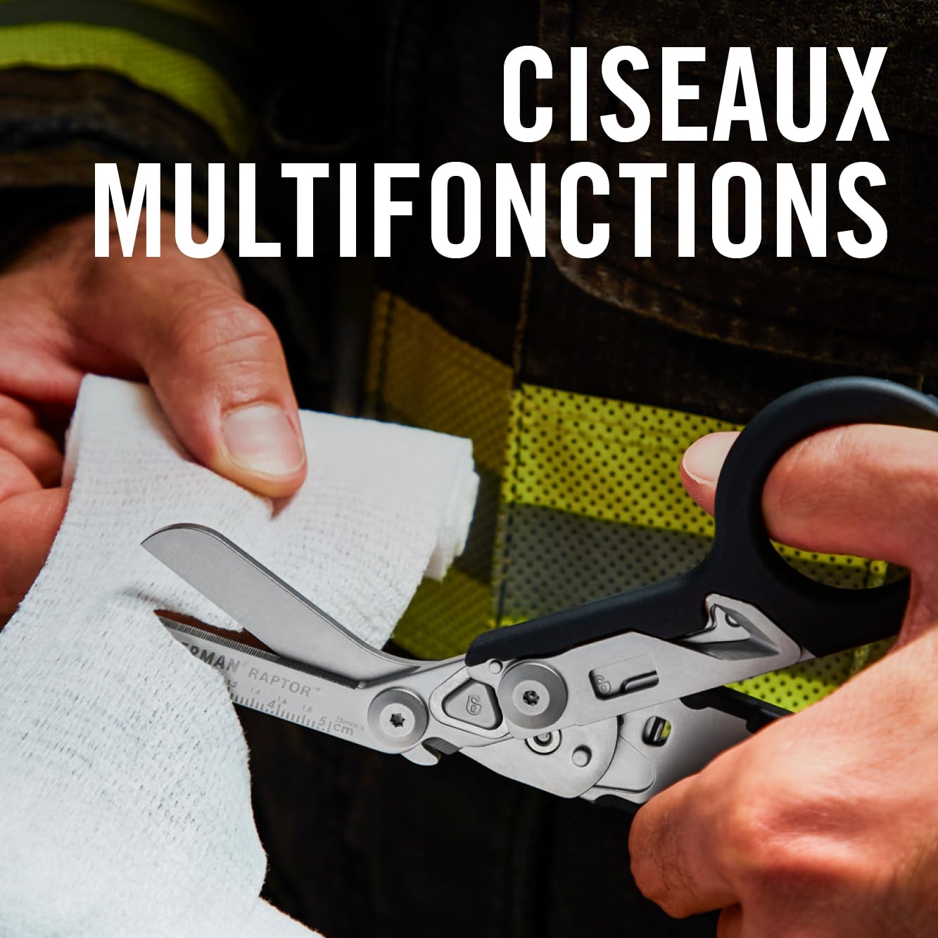 Leatherman Raptor Rescue - Ciseaux Pliants d'Intervention d'Urgence avec Coupe-sangle et Brise-Vitre - Noir avec Étui Molle