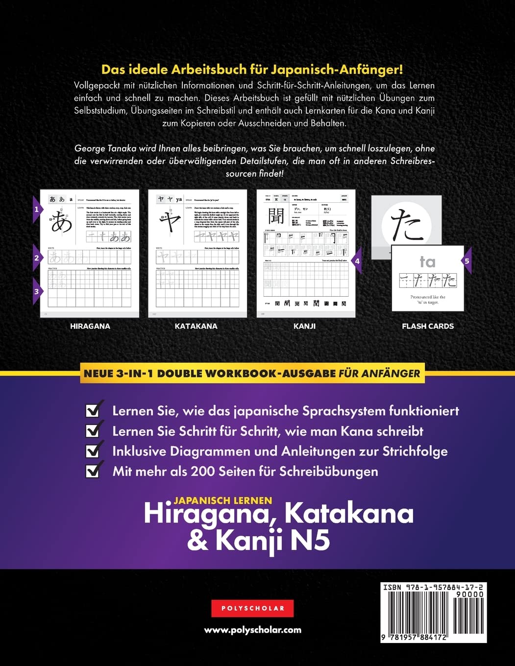 Lernen Japanisch Hiragana, Katakana und Kanji N5 – Arbeitsbuch für Anfänger: Der einfache Schritt-für-Schritt-Studienleitfaden und das ... Alphabet zu schreiben (Buchstabentabelle)