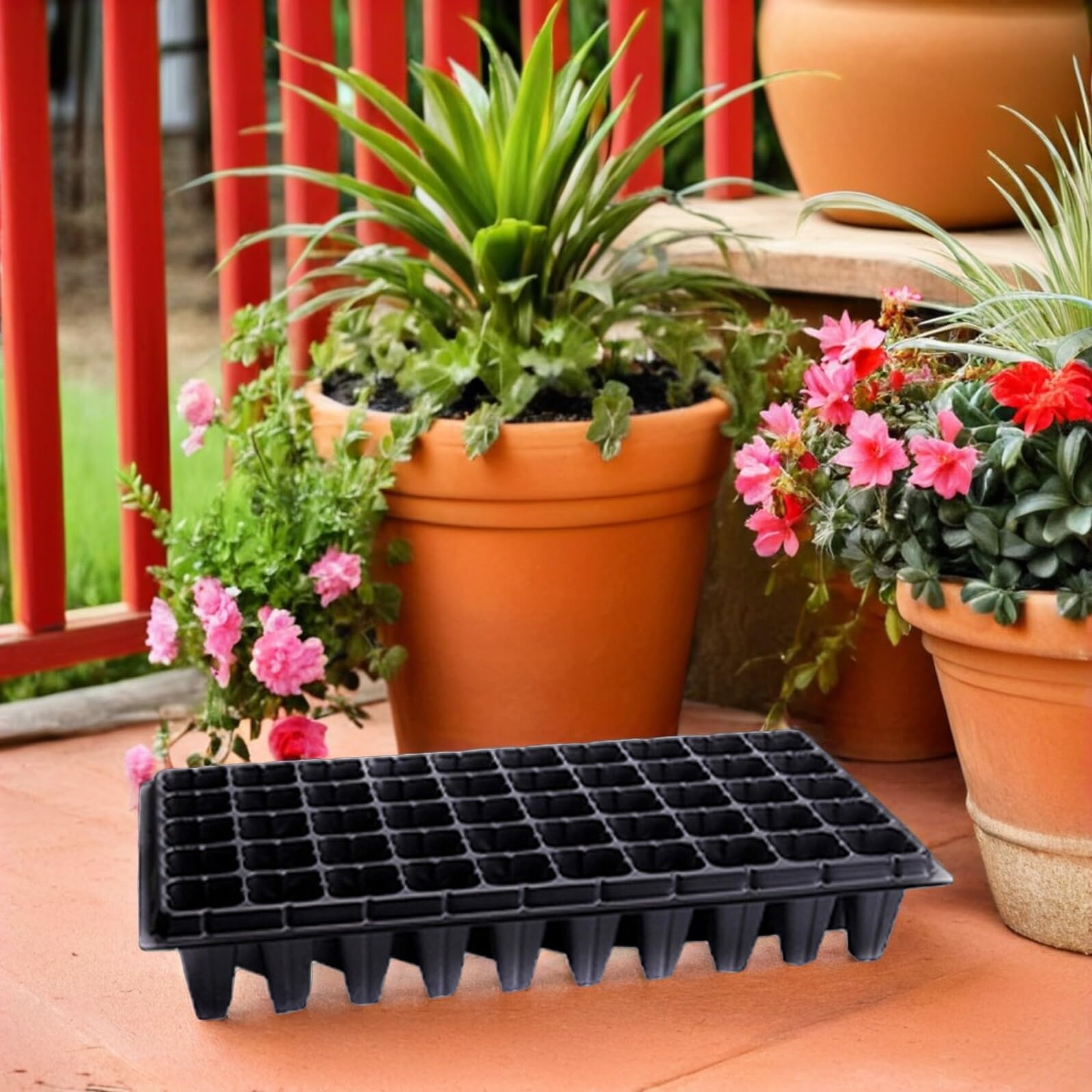 Plateau de Démarrage pour Jardin 10 Pièces 50 Cellules en Plastique Noir