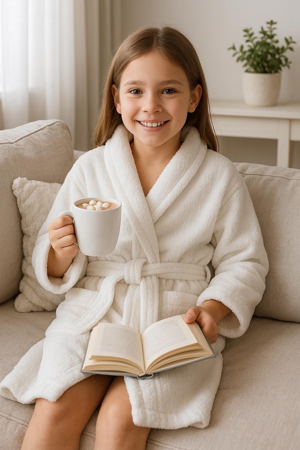 A2Z 4 Kids Filles Garçons Serviette Peignoir 100% Coton Éponge Col Châle Peignoir Robe de Chambre Plage Bain Natation pour Enfants Âge 5-13 Ans