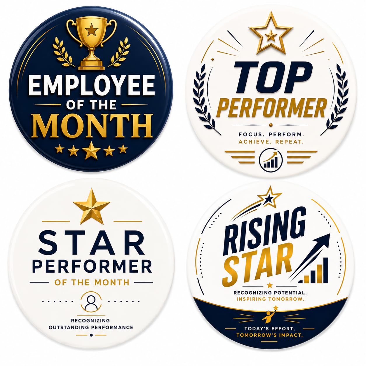 Employee Recognition Badge Combo Pack of 4 | Employee of the Month, Star Performer, Top Performer & Rising Star | Appreciation Award Pin for Office Staff, Corporate Events & Team Recognition-picture-43