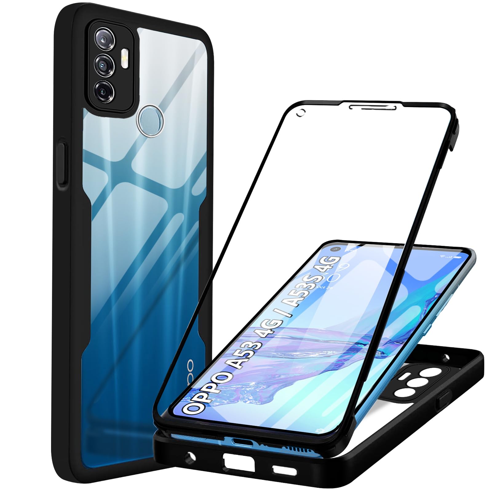 HopMore Nero Cover per Oppo A53S / Oppo A53 / A32 A33 2020 Silicone Morbide Disegni Custodie Bella Custodia Antiurto Gomma Case Morbido Caso Gel AntiGraffio - Due Gatti