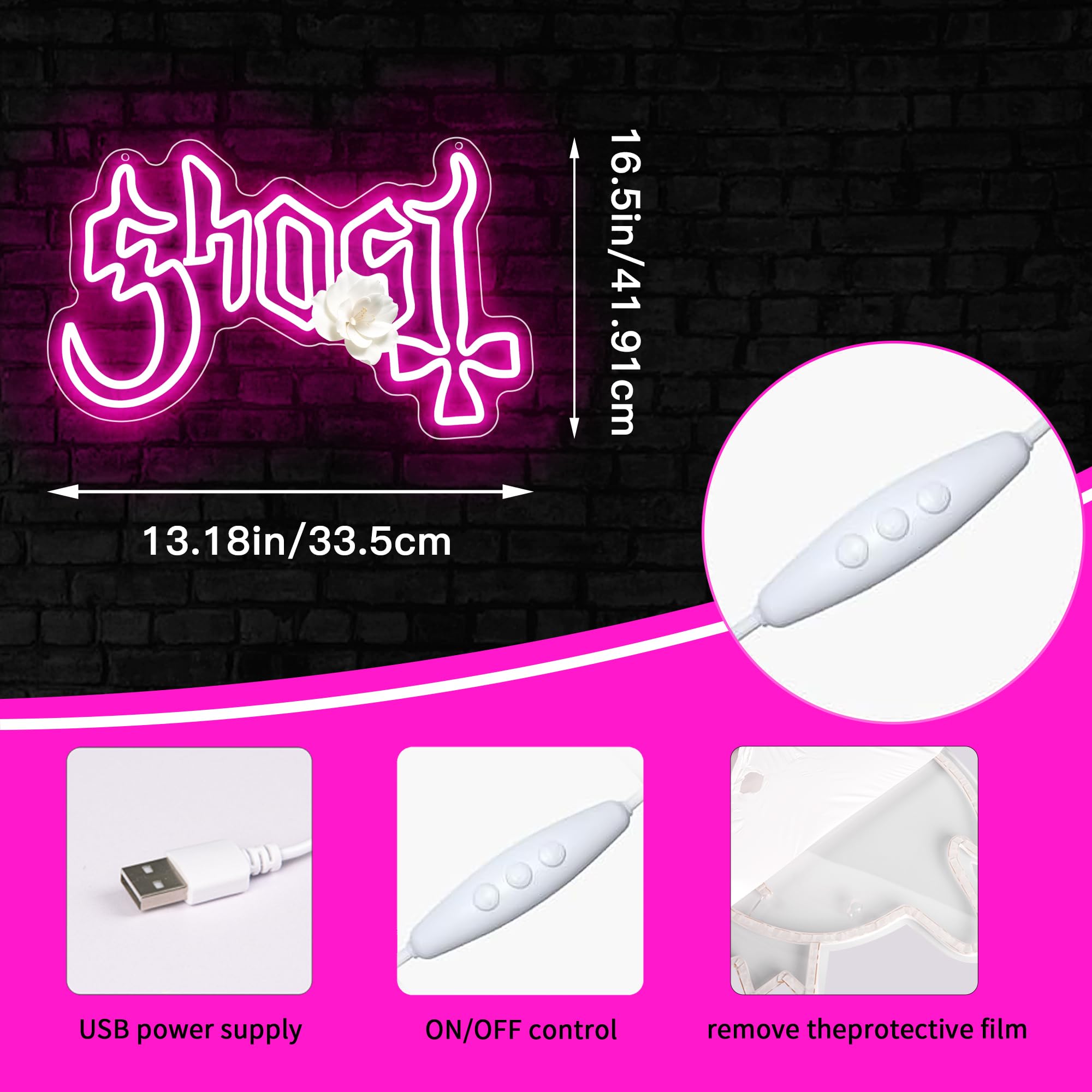 Insegna al neon gotica per decorazione da parete, dimmerabile, banda gotica a LED, per studio dal vivo, musica al neon, decorazione da parete per bar, uomo, grotta, feste, concerti, regali per uomini