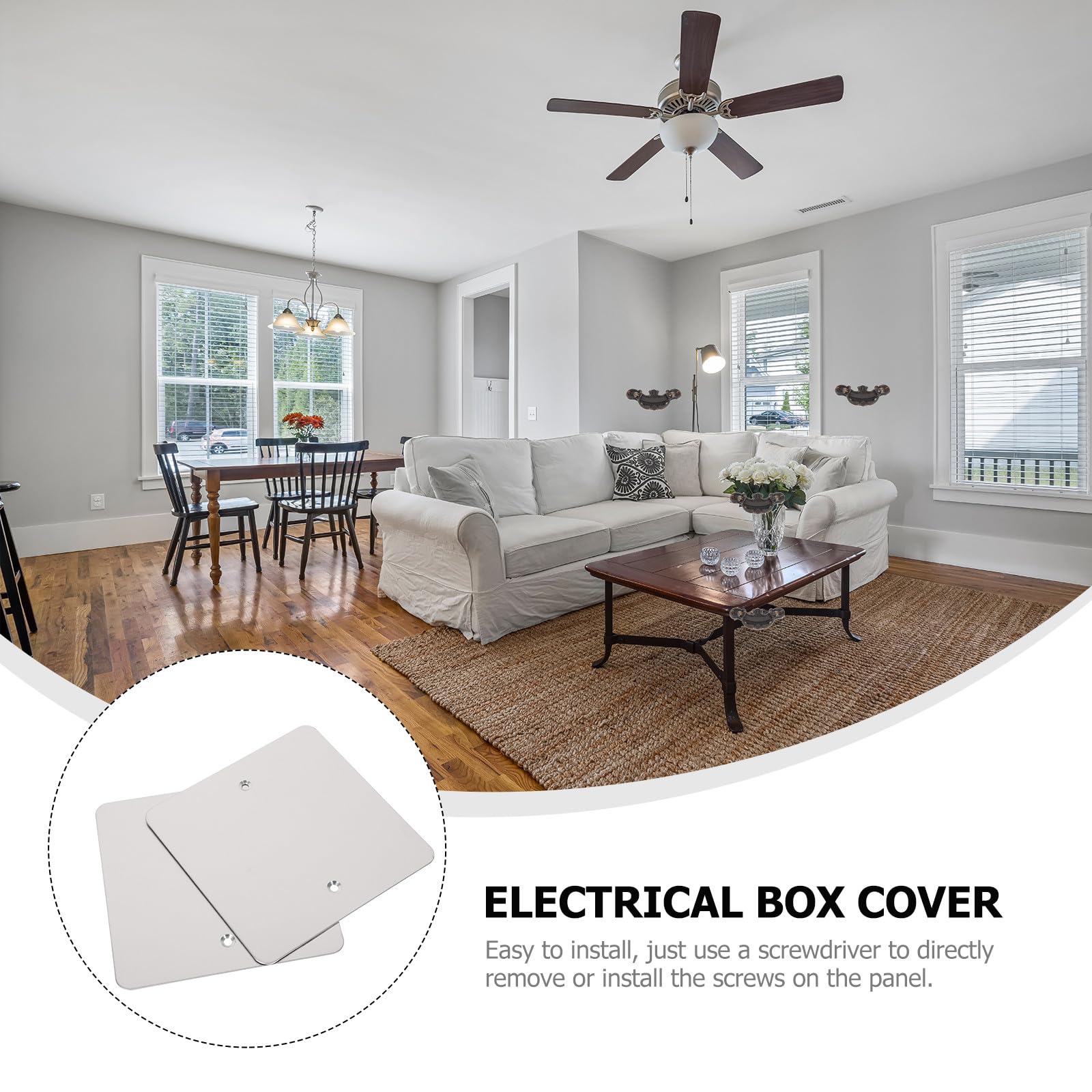 WOONEKY Boite Electrique Lot de 2 Pièces en Acier Inoxydable Argenté Cache Facile à Installer Plaque Murale de Recouvrement et Ignifuge pour Remplacement Domestique