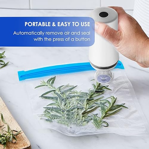 Miniatura 5 de VICARKO Sellador de alimentos al vacío, sellador ahorrador, bomba de mano recargable por USB, para Sous Vide y almacenamiento de alimentos, con 5