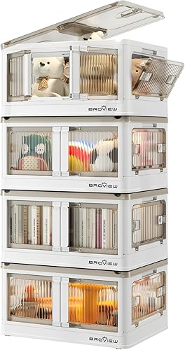 V5S - Organizadores y almacenamiento de armario de 8.2 galones, paquete de 4 contenedores de almacenamiento de plástico con tapas y ruedas,