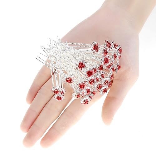 Miniatura 7 de BETITETO 40 horquillas para el cabello con diamantes de imitación en forma de U, accesorios para el cabello de cristal para novia, boda, fiesta,