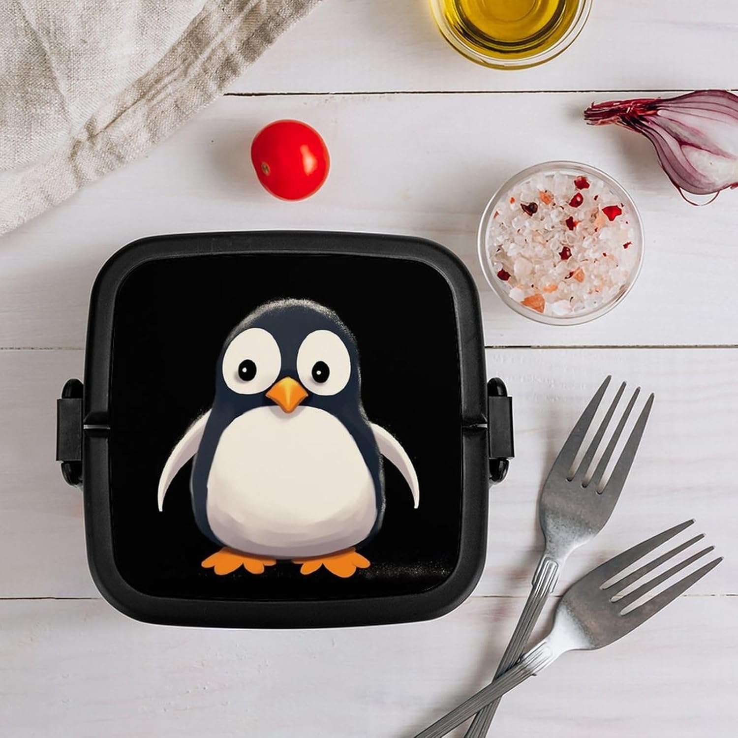Adults Lunch Box Adult Bento Box Stackable Bento Box BPA-Free Cute Penguin Lunch Box Food Container Ideal for Meal Prep, Work, And On The Go