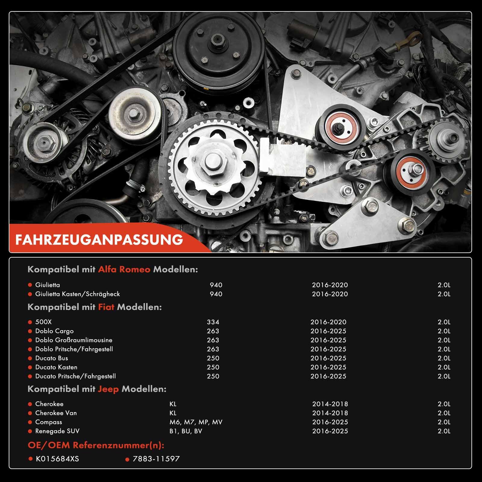 Frankberg Polea tensora del kit de correa de distribución K015684XS | Compatible con: Ducato Van 250, Giulietta 940, Plataforma plana/chasis Doblo 263, Giulietta caja/hatchback 940