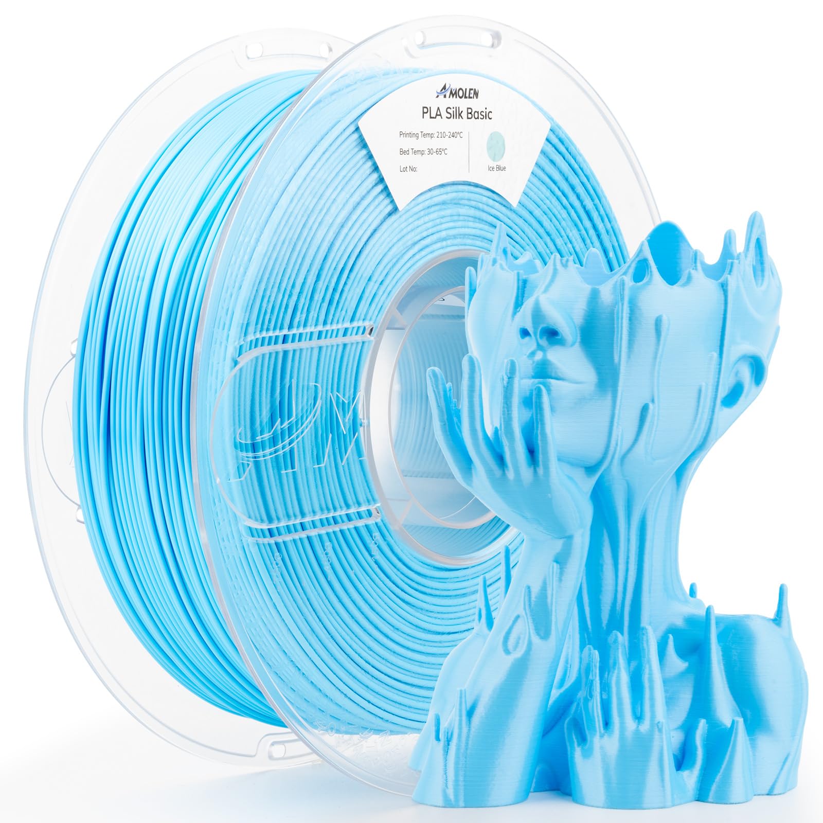 AMOLEN Silk PLA 3D Printer Filament, Shiny Ice Blue Silk Pink PLA Filament 1.75mm, High Speed 3D Printing PLA Filament for Most 3D Printer, 1kg Spool(2.2lbs)