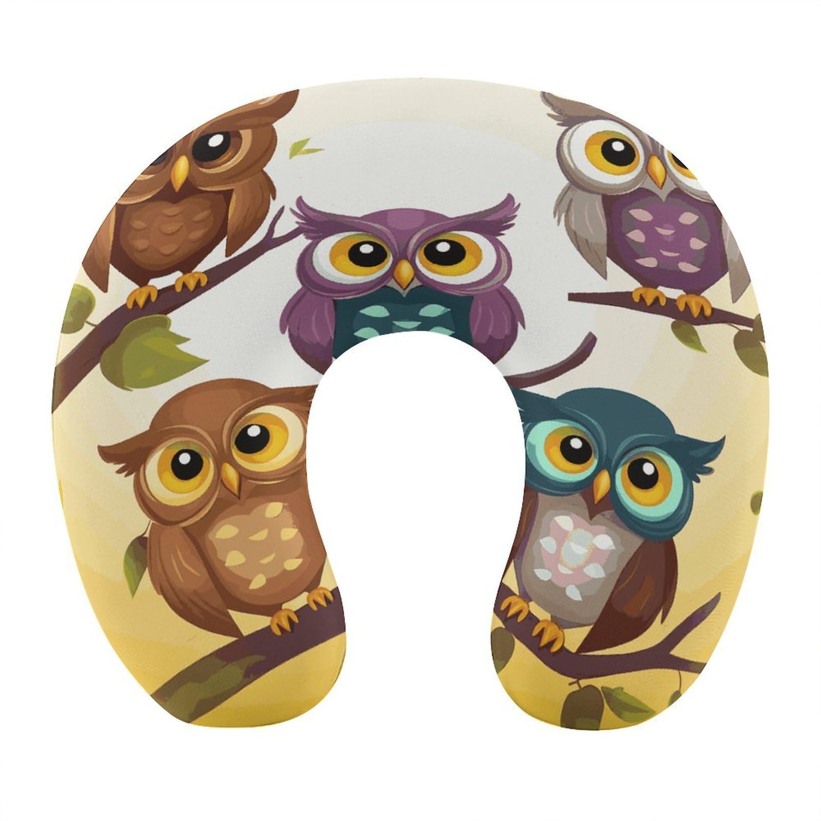FekiLoot Owls Birds Travel Pillow,U Shaped Office Napping Pillow Support Neck and Head Comfortable Travel Neck Pillow U Shape Sleeping Essentials for Long Haul Flights