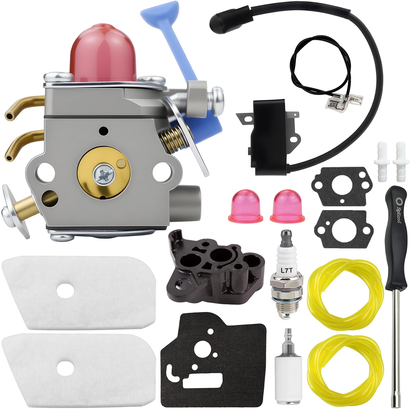 Photo 1 of 128LD Carburetor Compatible With Husqvarna 128L 128LD 128LDX 128R 128RJ 128C 128CD 125R 125RJ 125LDX Trimmer Edger Replace C1Q-W40A 545081848 Carb With Ignition Coil Kit
