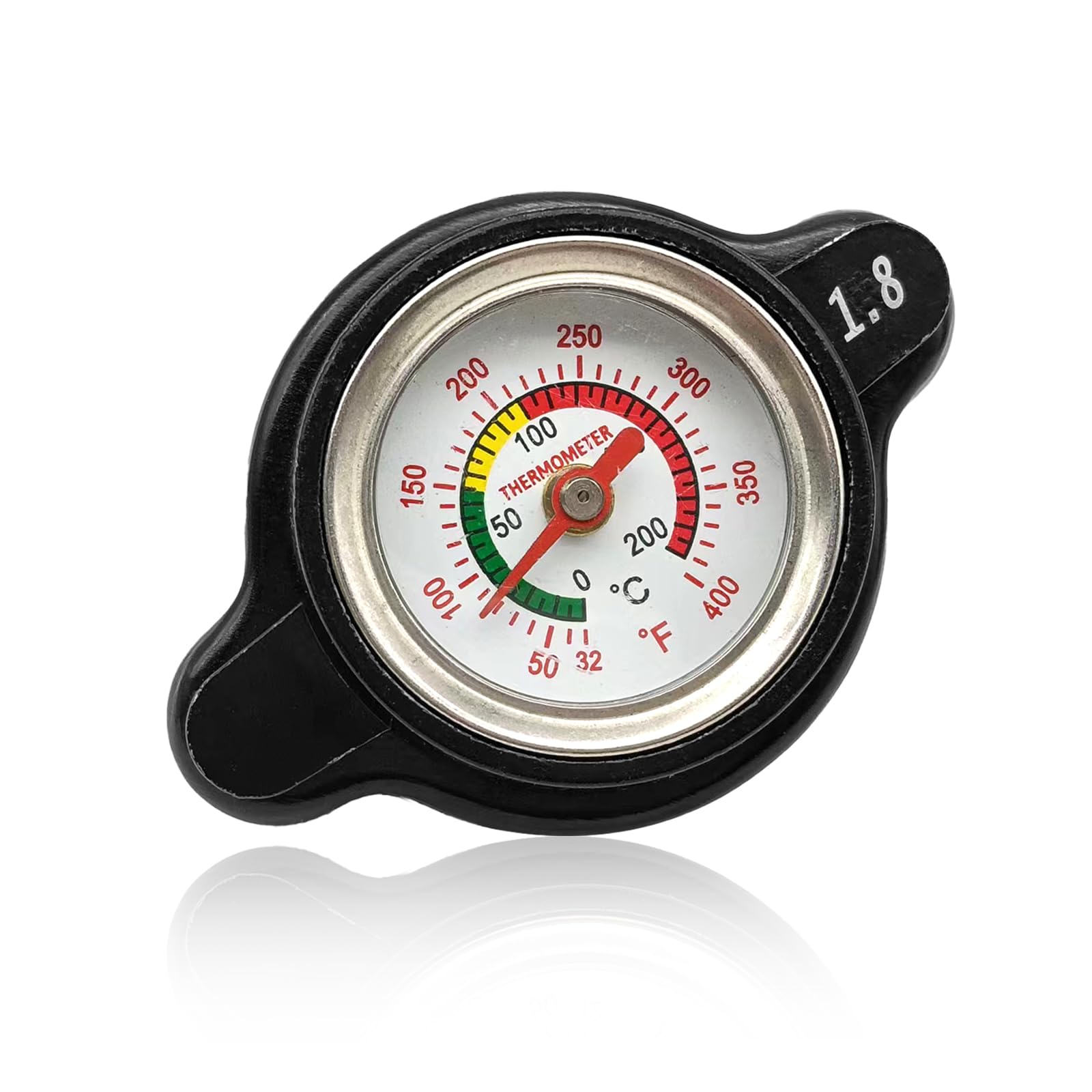 1.8 Bar Radiator Cap 25.6psi High Pressure Radiator Cap with Temperature Gauge Compatible with Honda, Kawasaki, Suzuki, Yamaha, Polaris Ranger,