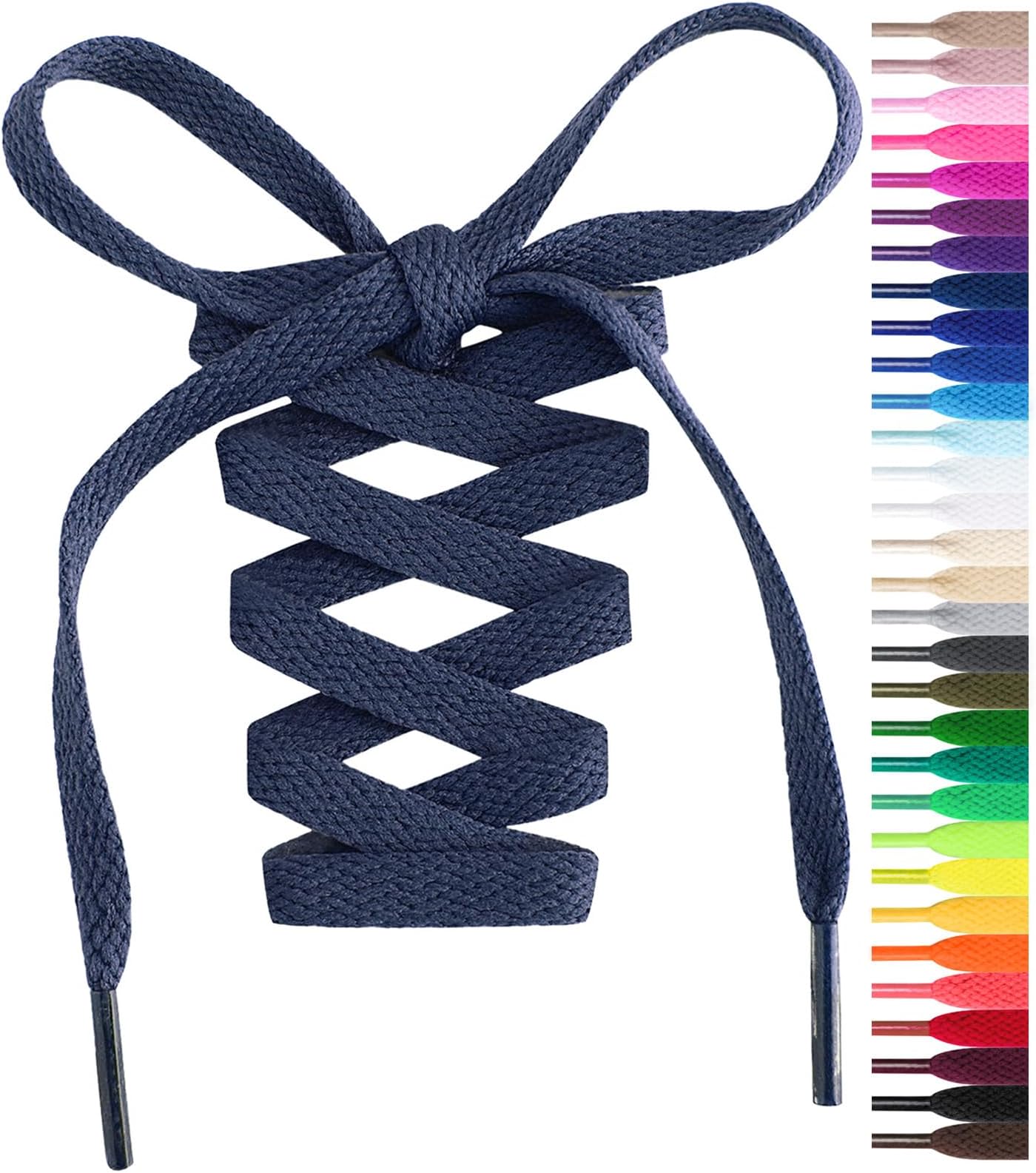 Handshop Flat Shoelaces 5/16" - 20 Colors in 36"-72" Shoe Laces For Sneakers