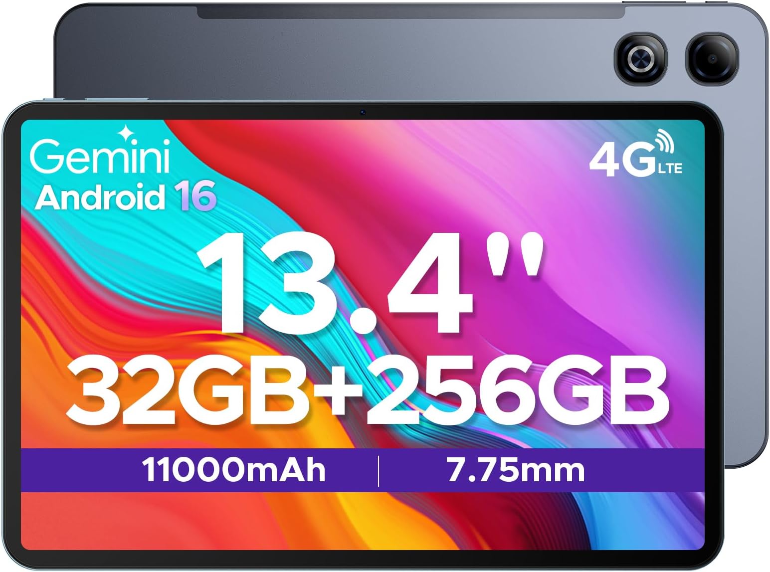DOOGEE TAB G6 MAX Android 16 Tablets, 13.4 inch FHD+ Tablet, 11000mAh, 32GB RAM + 256GB ROM/2TB, 90Hz IPS Screen Android Tablets, Octa-core Gaming tablet, 5G Wifi/Widevine L1/Face ID/OTG, Gray