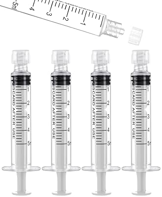 5mL Luer Lock Syringes without Needle - Syringe with Cap, Sterile Individually Sealed, Professional, Industrial & Personal Home Care, 10 Pack