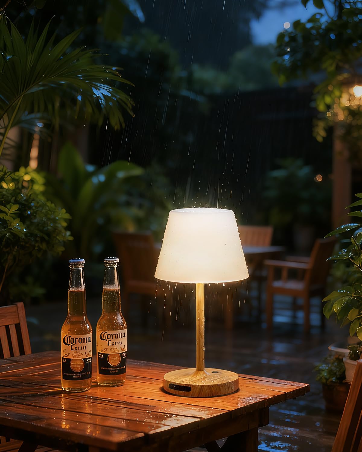 Outdoor Waterproof Shower Lamp, 8000mAh Cordless Rechargeable Table Lamp with Touch Dimming, IP65 Wireless LED Night Light for Patio, Camping, Bathroom, Restaurant & Kitchen