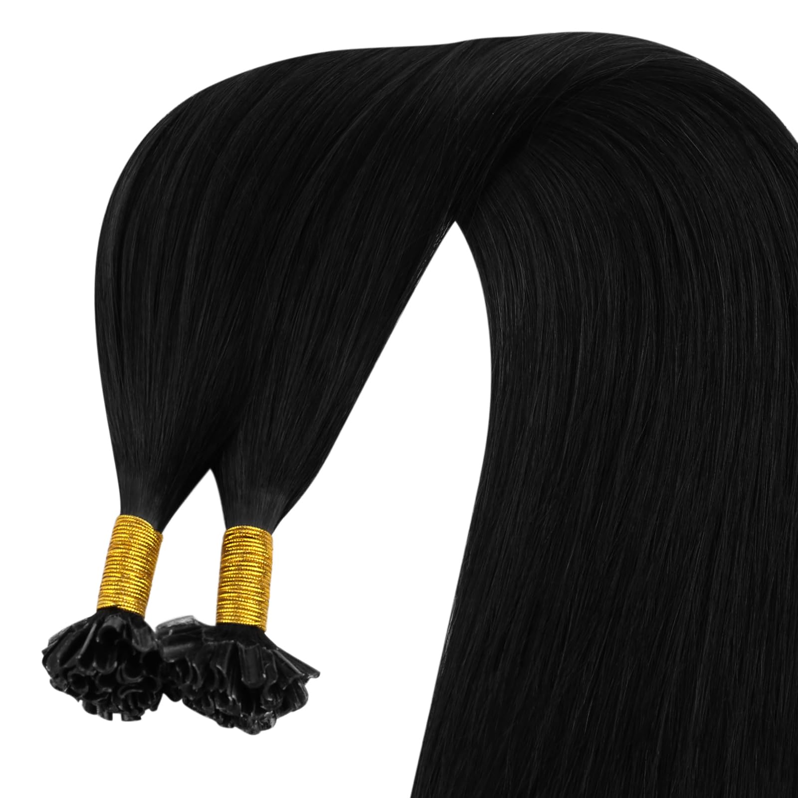 YoungSee Extensions Echthaar Bondings 50 cm Bonding Extensions Echthaar Schwarz U Tip Hair Extensions 1g Remy Keratin Bondings Echthaar Glatt Bonding Haarverlängerung Bondings Echthaar 50g 1