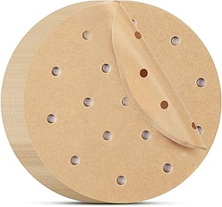 Beasea Air Fryer Round Liners 6 Inch, 200pcs Parchment Paper Unbleached Filter Paper Perforated Parchment Paper Bamboo Steamer Papers for Air Fryer and Steaming Basket