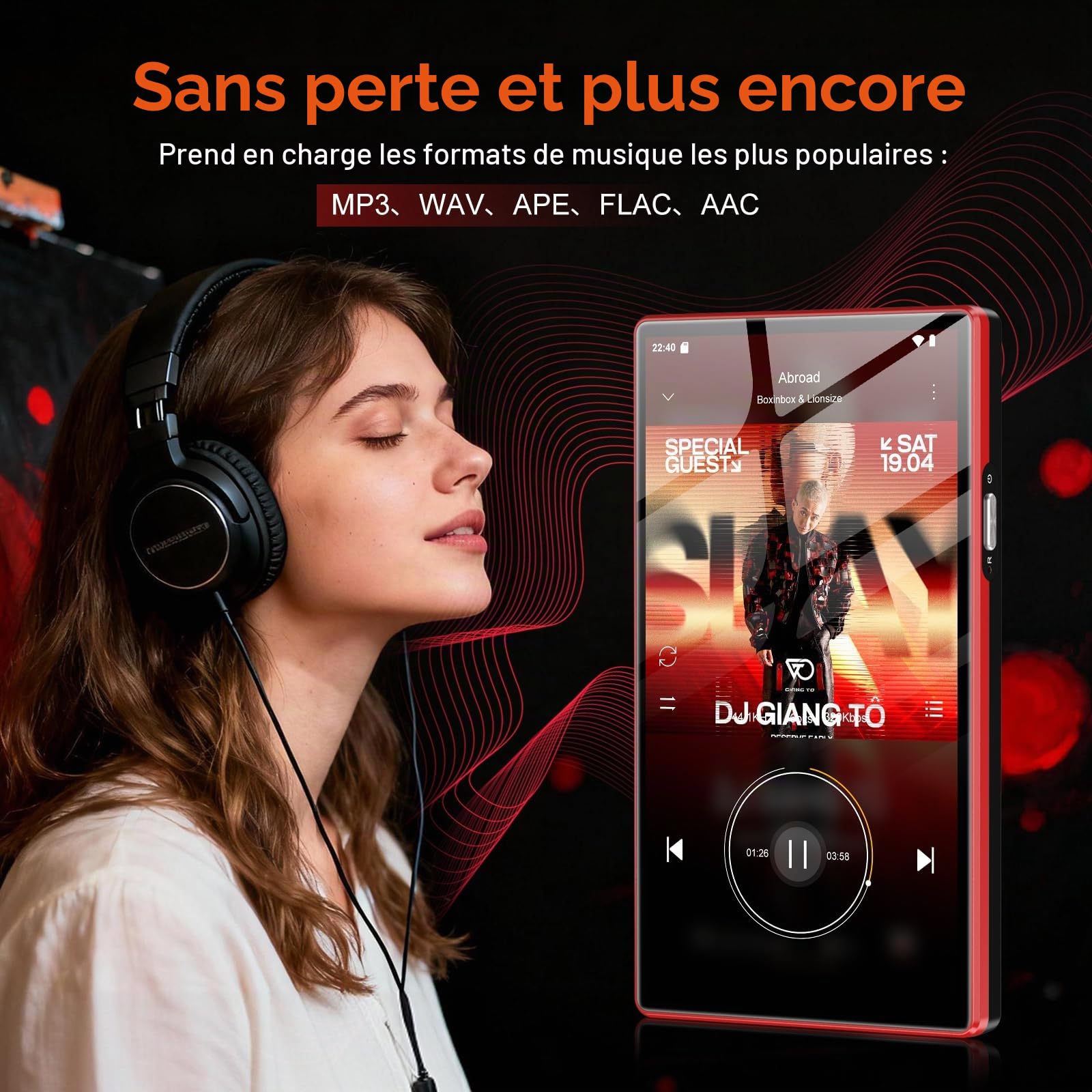 160Go Lecteur MP3 avec Bluetooth et WiFi, Oilsky 5" MP4 Player HD avec Spotify, Audible, Deezer, Lecteurs Musique Android 13 avec écran Tactile et Haut-Parleur (Noir)