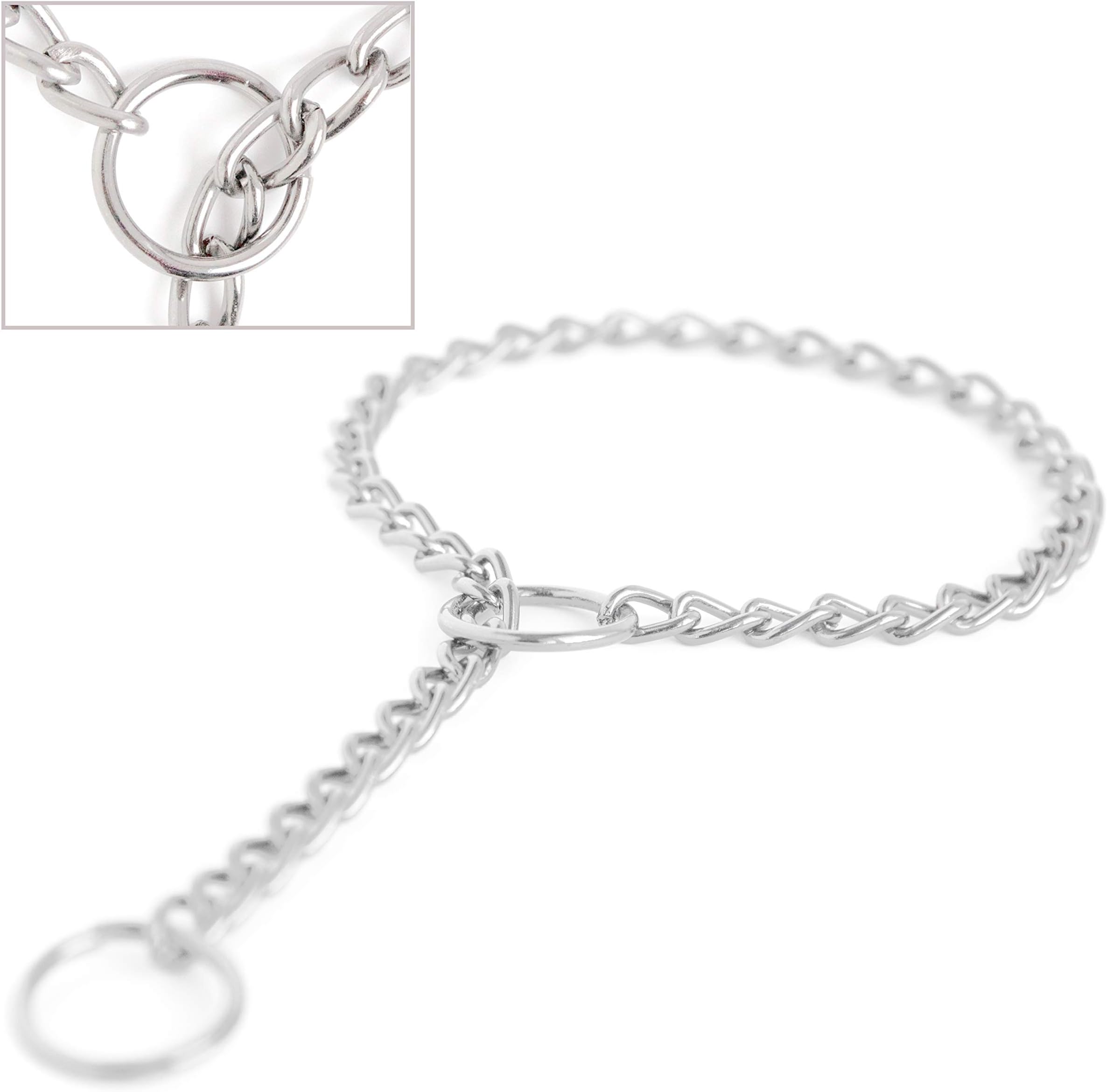 Mighty Paw Slip Collar - Stainless Steel - Weather Resistant - Tarnish Proof - Durable Chain Dog Choke Collars - No Pull Dogs Training - Strong and Premium - Metal Chain (24")