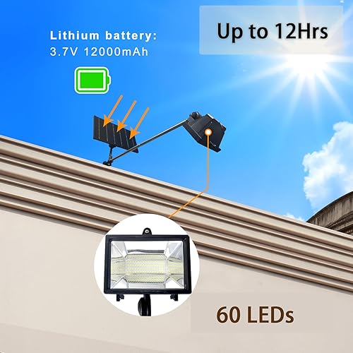 Miniatura 4 de Luz solar para señal, luces solares resistentes de 60 LED, iluminación para letreros al aire libre, 12000 mAh, iluminación comercial impermeable