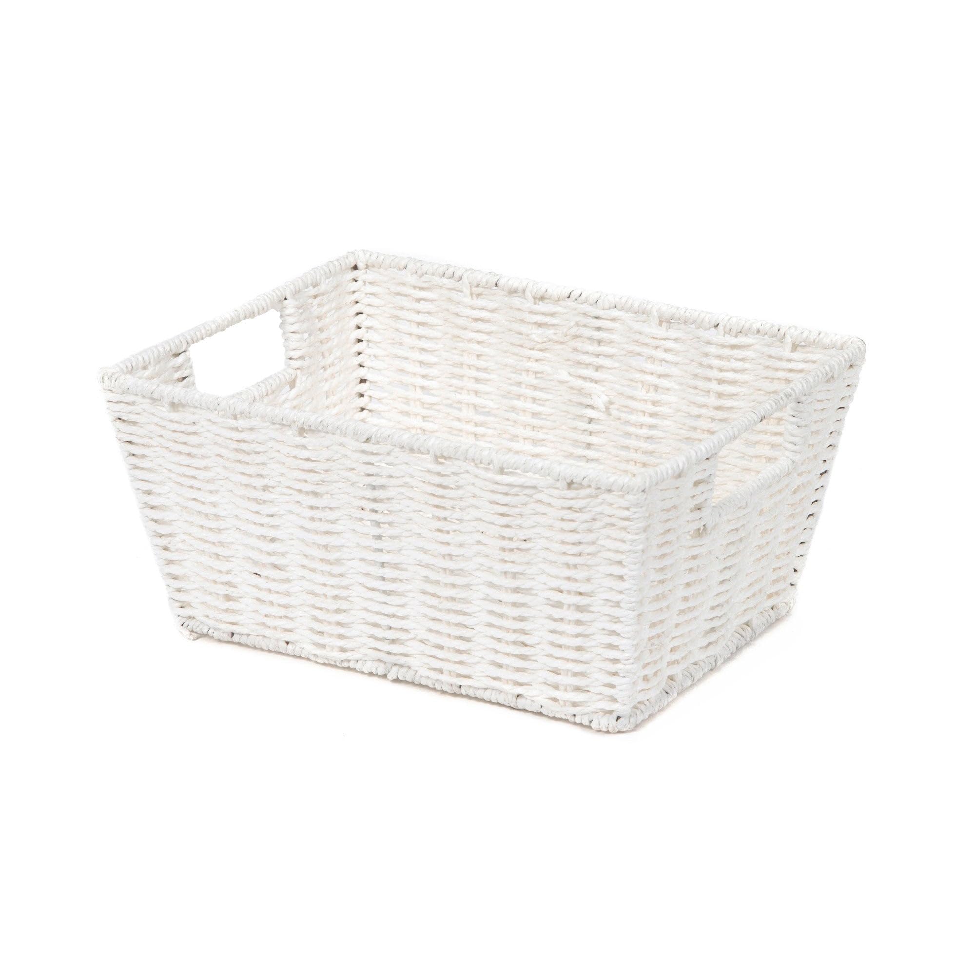 Compactor Etna Cesto Rettangolare in Carta Intrecciata a Mano, Bianco, 31 x 24 x H. 14 cm, RAN6544
