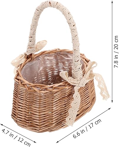 Miniatura 3 de Cesta de mimbre de mimbre tejida a mano con asa e inserto de plástico para huevos de Pascua, cesta de dulces, cestas para niña, estilo 1