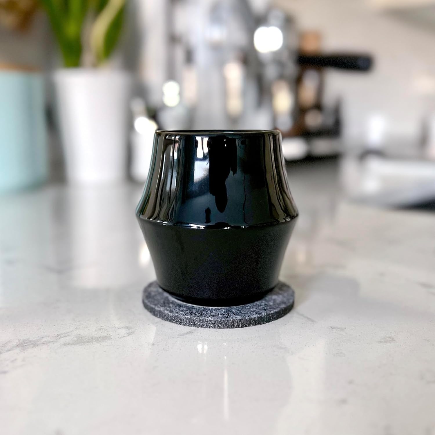 KRUVE CASCADE Porcelain Coffee Cups, 2.5oz Double-Walled Espresso Cups, Sensory Espresso Coffee Mug Set for Heat Retention, Black Porcelain Drinking Glasses with Enhanced Aroma, Elegant Cup Design