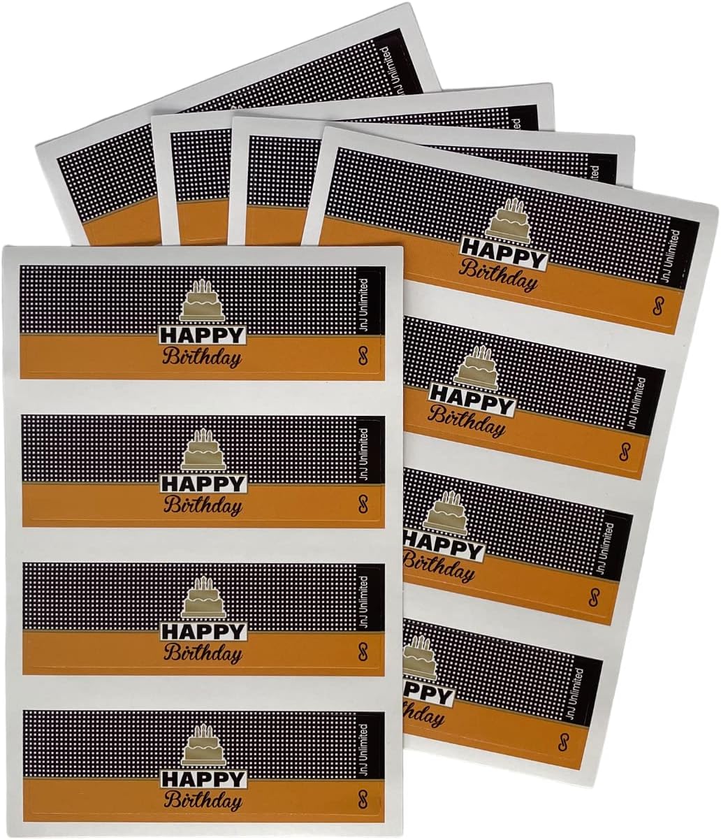 Happy Birthday 20-Pack of Self-Adhering Celebration Bands/Cigar Bands/Labels