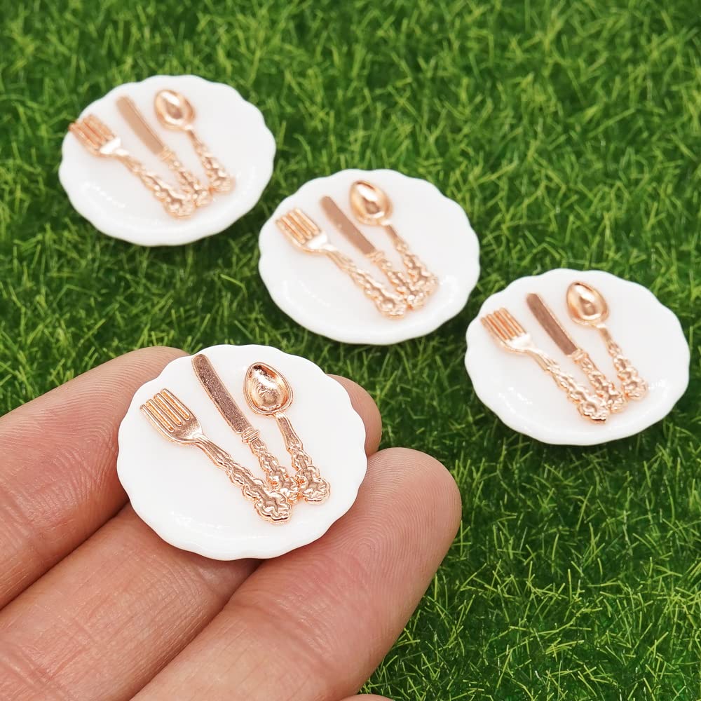 Mini Ustensiles Cuisine Lot De 15 Miniatures Porcelaine AUEAR échelle 1:12 - Service à Thé Motif Feuille Dorée - Pour Maison De Poupée, Décoration
