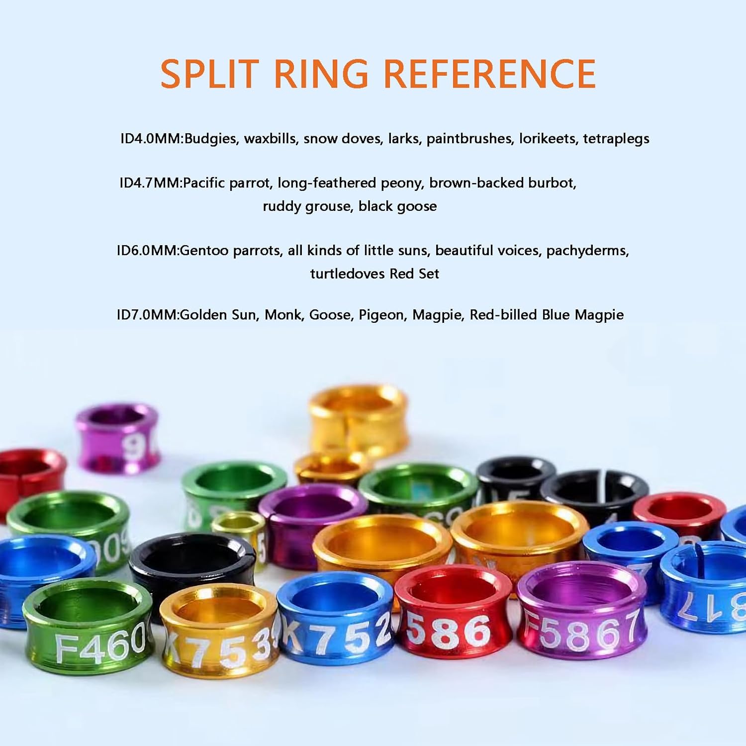 80 Pcs Open Bird Foot Ring Bird Leg Band Aluminum Alloy Recognition Ring Birds Tags Mixed Color for Parrots,Hibiscus,Peonies,Pigeons,Quails,Rutin Chickens etc (ID:7MM)