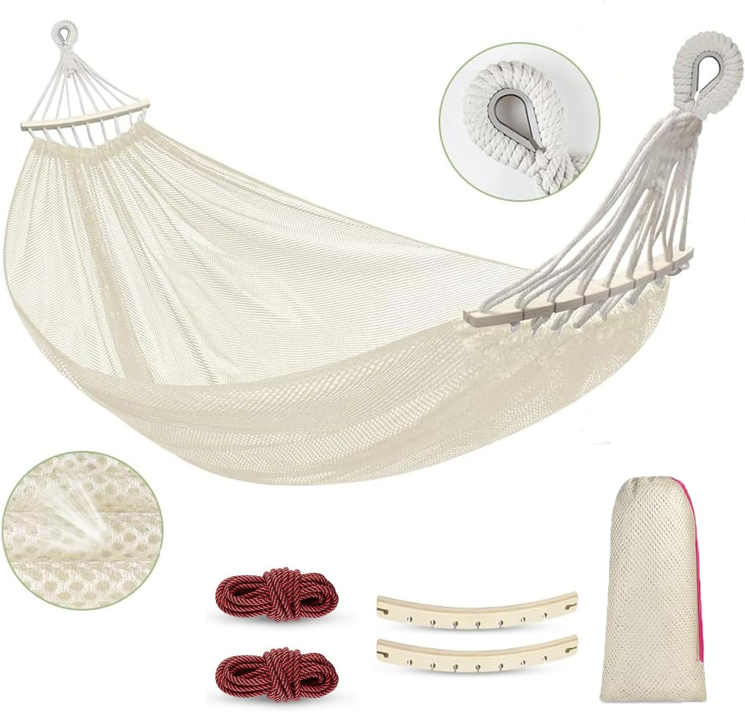 Camping Hammock,290 * 150cm(Max 550lb) Breathable Durable Single & Double Portable Hammocks with Accessories, Perfect for Outdoor/Indoor Patio Backyard