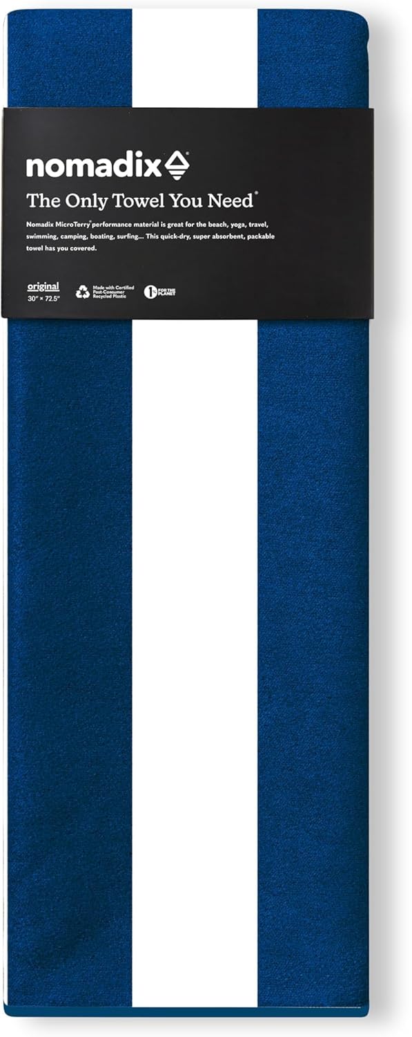 Nomadix Original Towel Cabana Stripe 2-Pack - Versatile, Quick-Dry, Sand-Resistant, Eco-Friendly Towels for Beach, Pool, Travel, Camping, Yoga 72.5x30