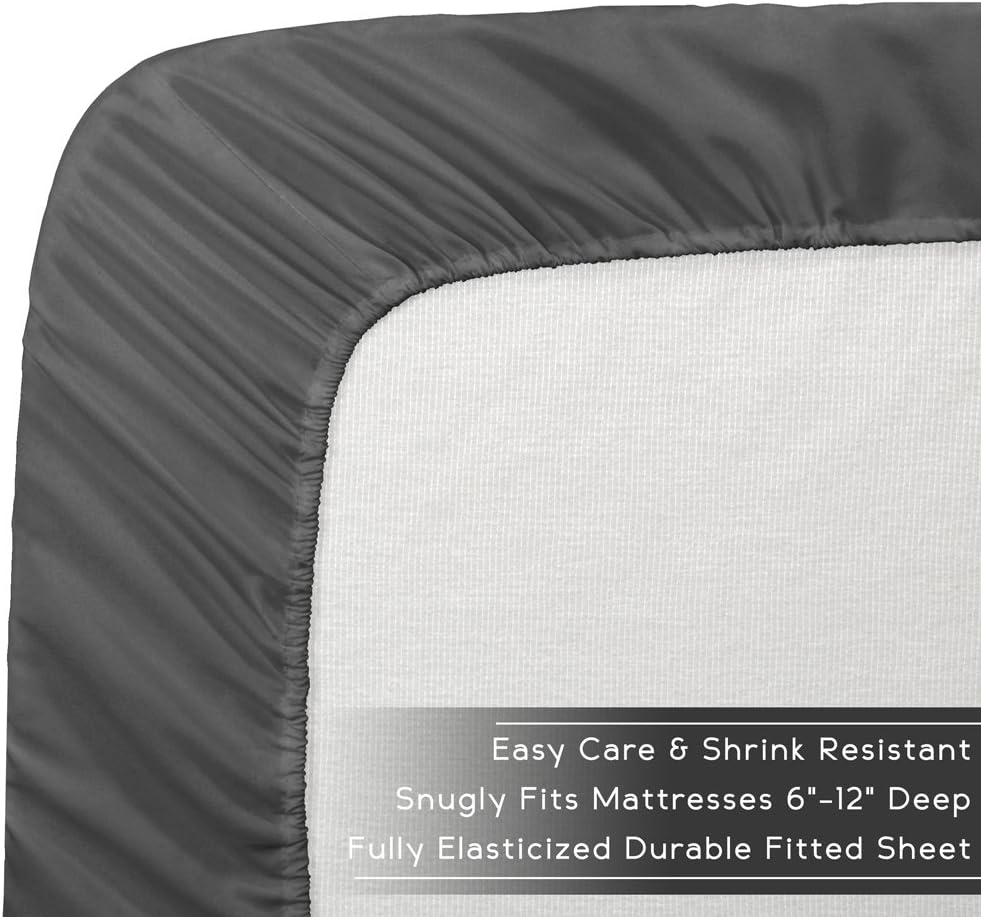 Twin Comforter Set + Sheet Set + Bed Skirt - Premium Ultra-Soft Brushed Microfiber (Comforter Set: Black, Sheet Set: Grey, Bed Skirt: Black)