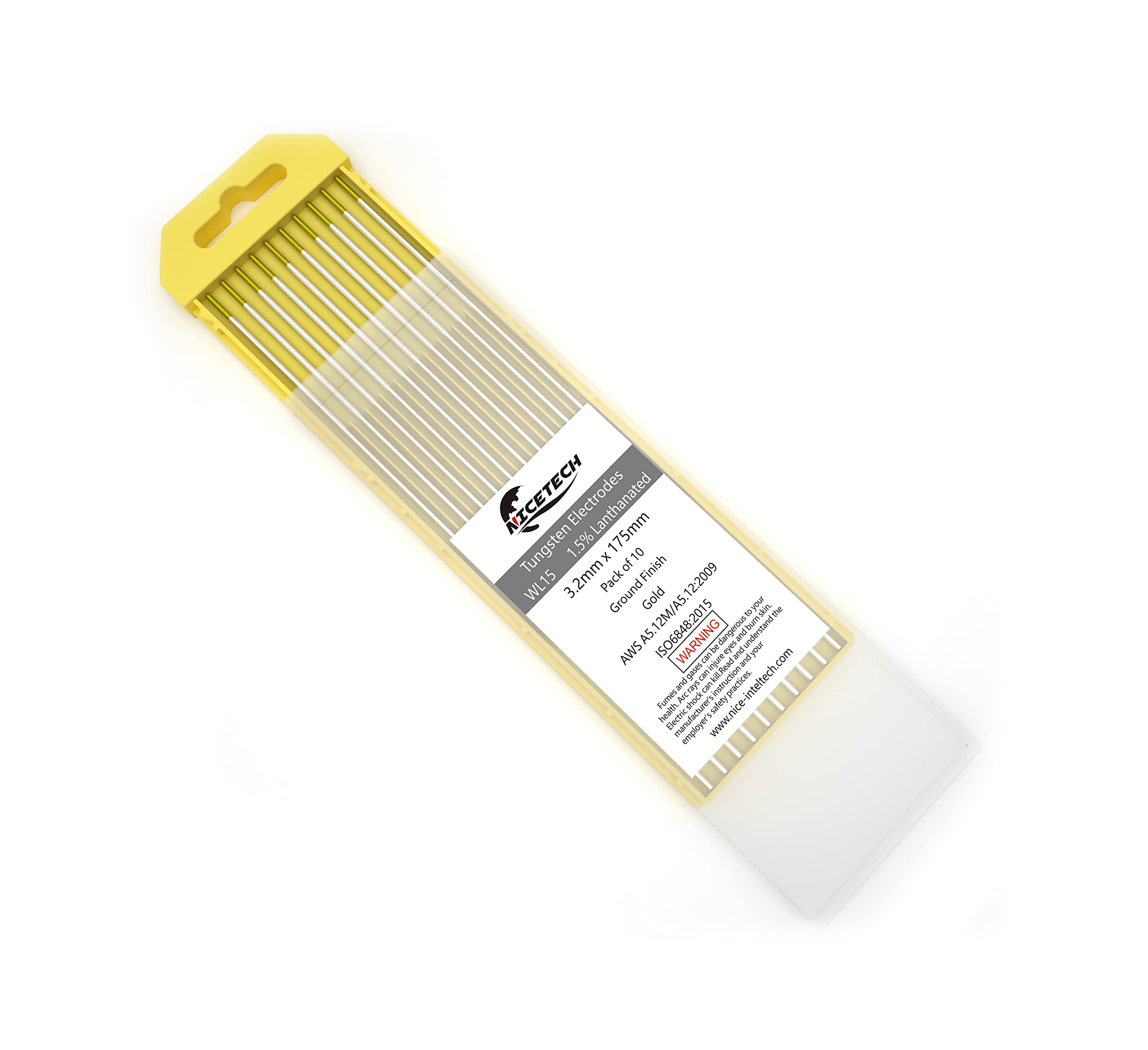 Électrodes de soudage TIG en tungstène lanthané 1,5 % or de 3mm pour acier et inox