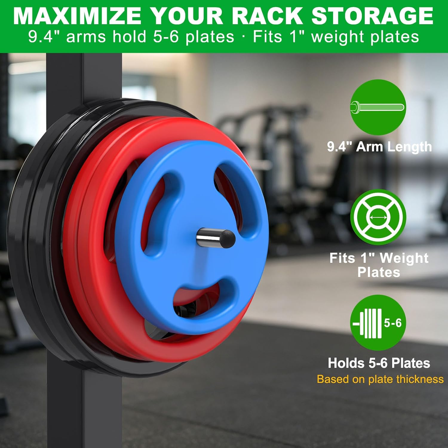 SELEWARE 1-Inch & 2-Inch Weight Plate Holder for 2x2, 2x3, 3x3 Power Rack image 3
