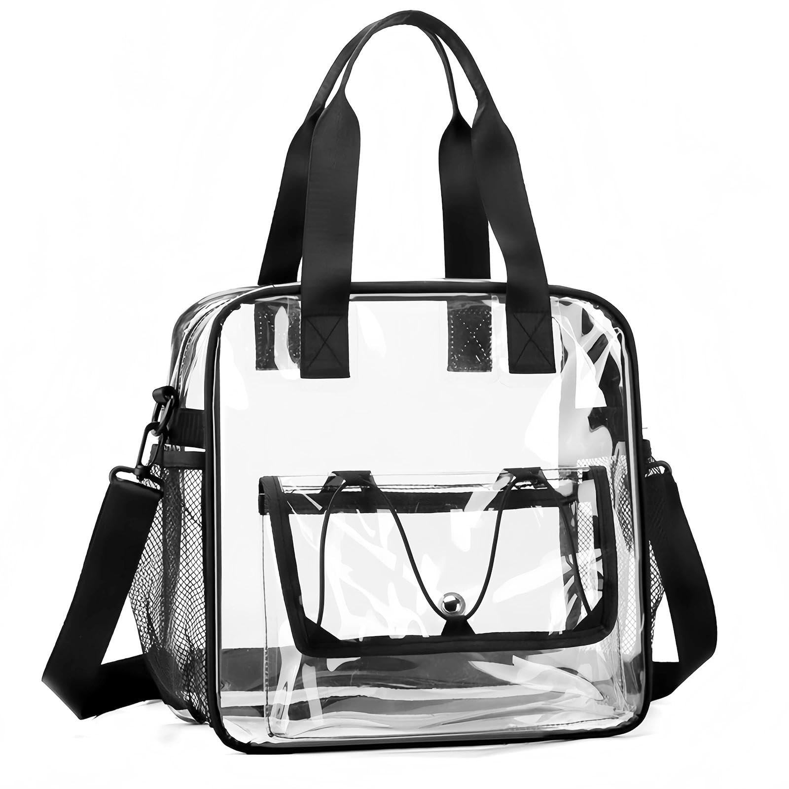Sac Transparent Fourre Tout en PVC 30x30x13 cm Bandoulière Clear Bag pour Sports